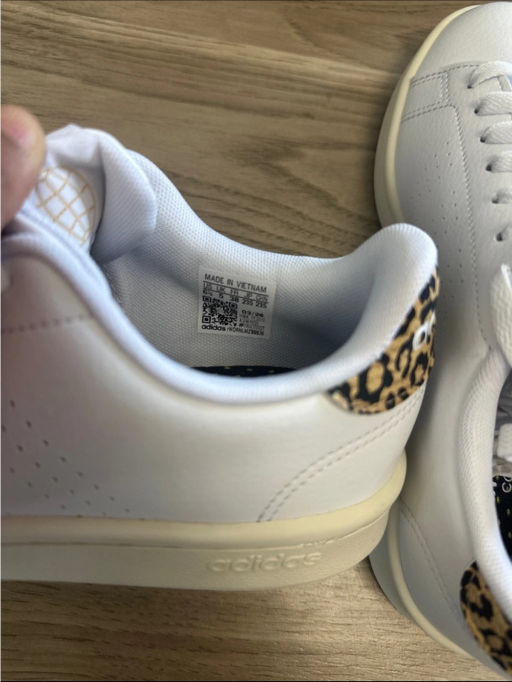 adidas White Sneakers with Leopard Heel Detail - Picture 7 of 9